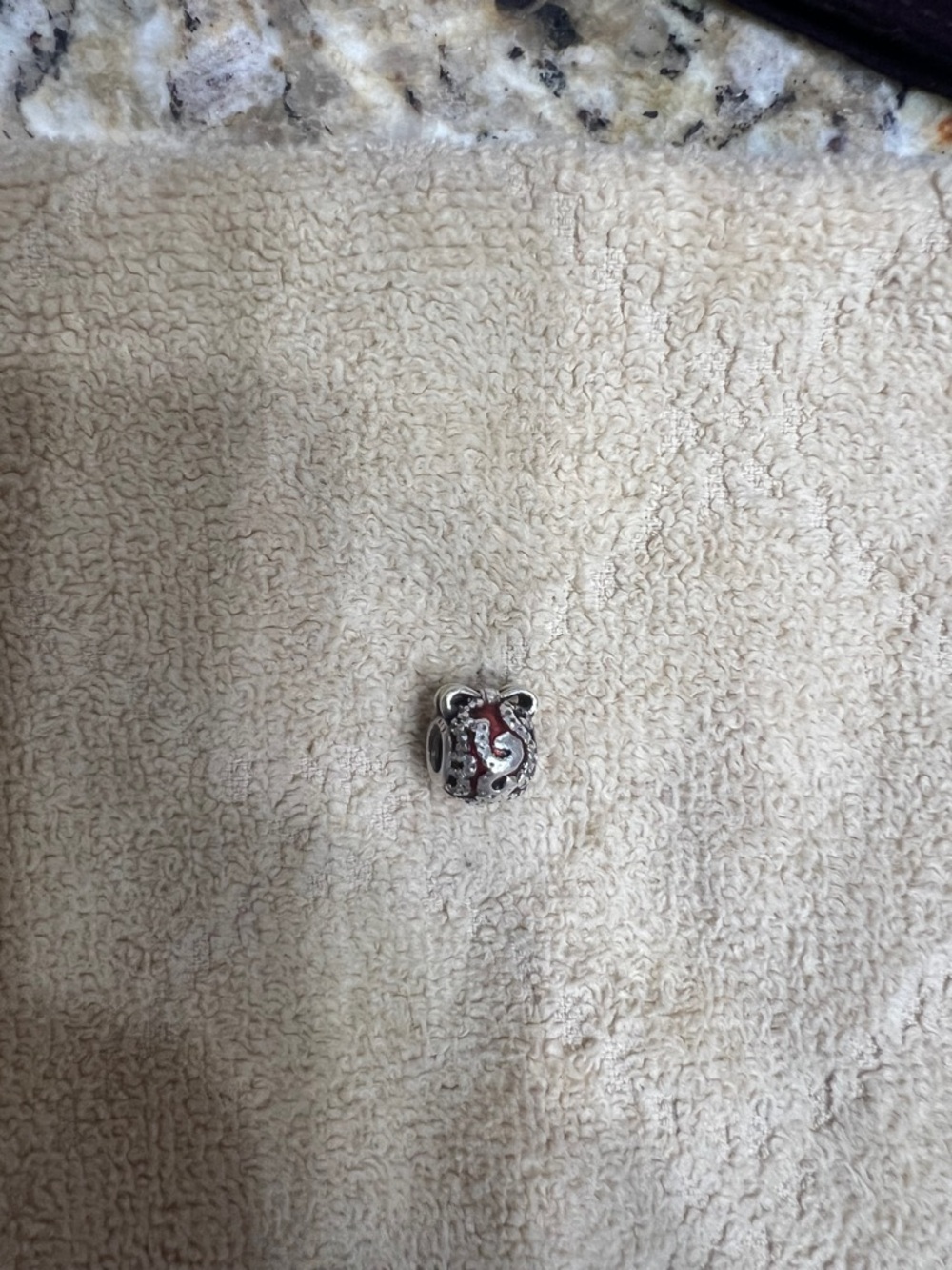 Pandora Silver Red and Clear Crystal Ornament Charm